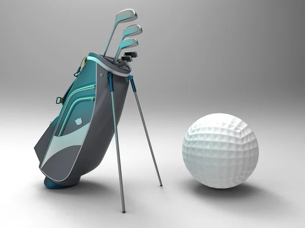 Imagem de saco de golfe com bola — Fotografia de Stock