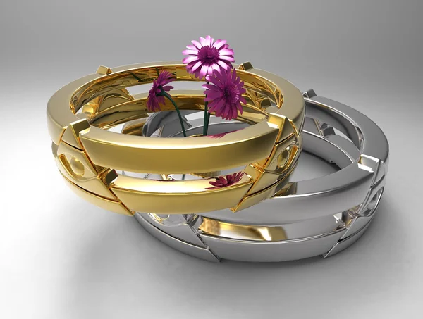 Pierścienie i kwiaty — Zdjęcie stockowe