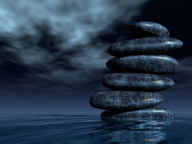 Pile of black Zen stones clipart