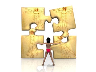 Woman with a puzzle clipart