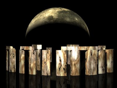 3D Stonehenge under moonlight clipart