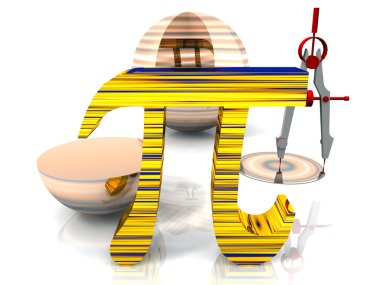 3D gold pi symbol clipart