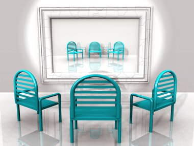 Blue chairs with reflection clipart