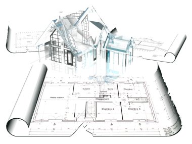 Glass house and plan clipart