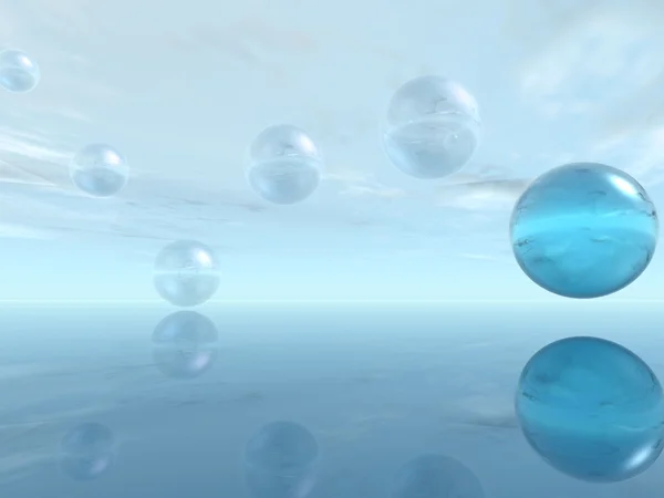 Пузыри на голубом фоне — стоковое фото