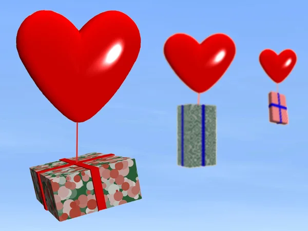 Подарок и сердце Валентины — стоковое фото
