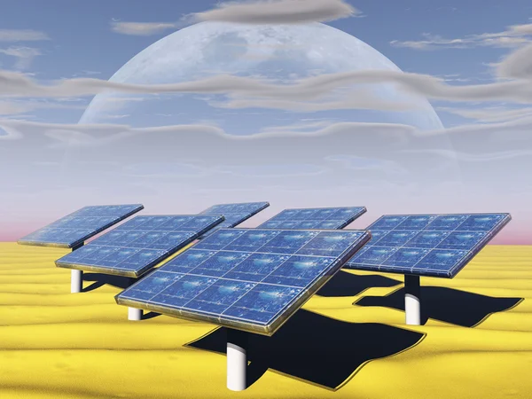 Solární panely pouštní — Stock fotografie