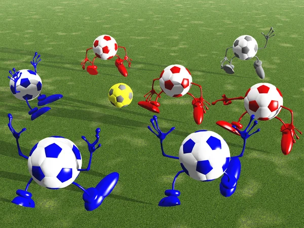 Bolas de futebol vivo com mãos e pernas — Fotografia de Stock