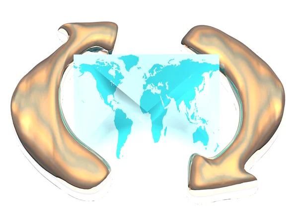 Two arrows surrounding Earth globe — Stock Photo, Image