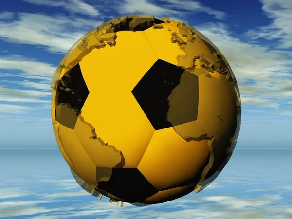 Bola de futebol amarelo 3D — Fotografia de Stock