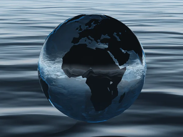 Planeta Tierra sobre el agua —  Fotos de Stock