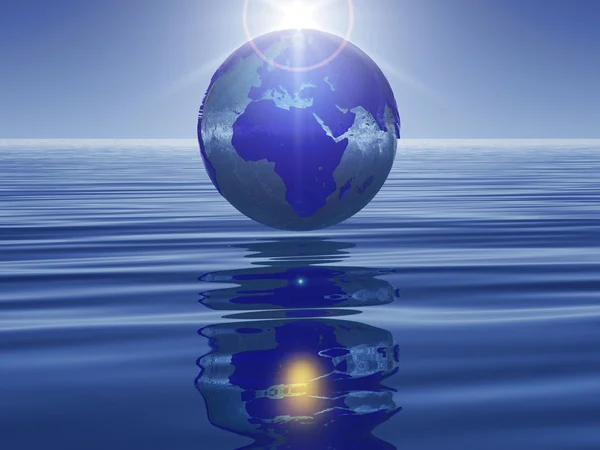 Planet earth over water — Stock Photo, Image