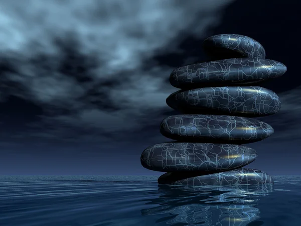 Pilha de pedras Zen pretas — Fotografia de Stock