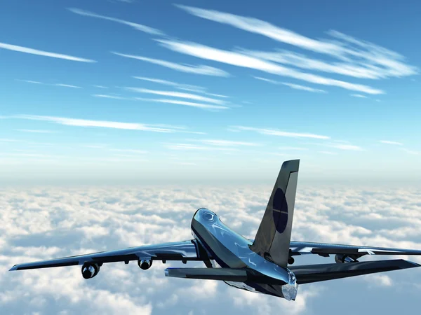 Repülő sugárhajtású repülőgép. — Stock Fotó