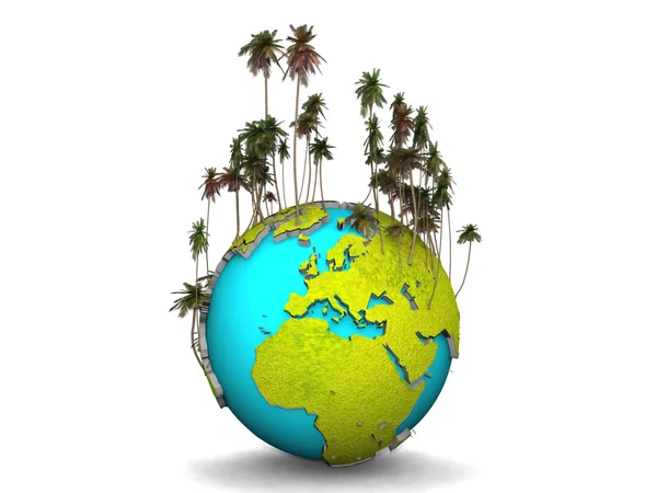 Aarde met palm — Stockfoto