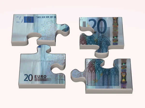 3d puzzle di euro — Foto Stock