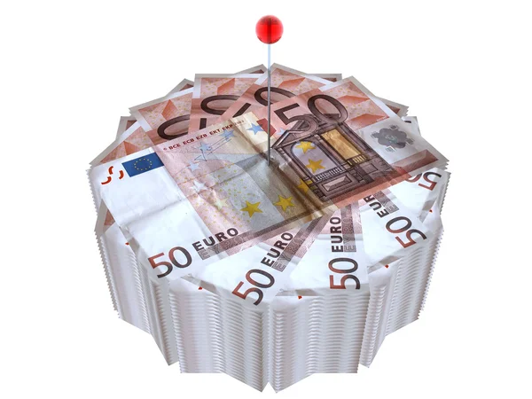 Euro papier pieniądze kupie na biały — Zdjęcie stockowe