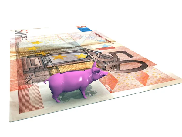 Piggy bank on money — Stock Photo, Image