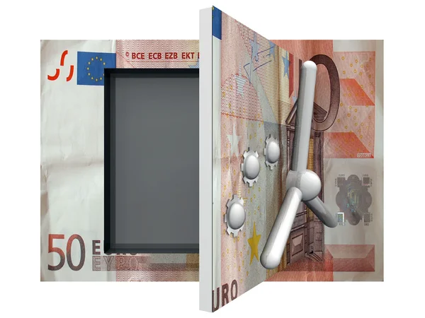Caja fuerte de acero abierta con dinero en euros —  Fotos de Stock