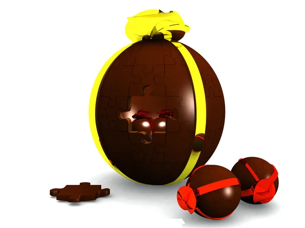 Puzzle huevo de chocolate de Pascua —  Fotos de Stock