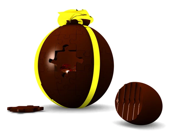 Velikonoční čokoládové vajíčko hádanka — Stock fotografie