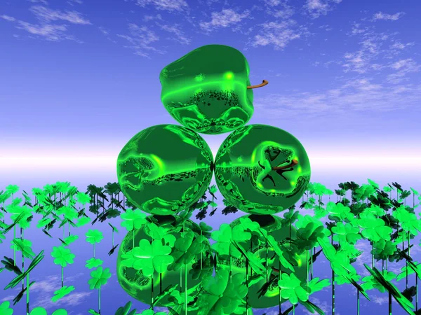 Maçãs de vidro verde — Fotografia de Stock