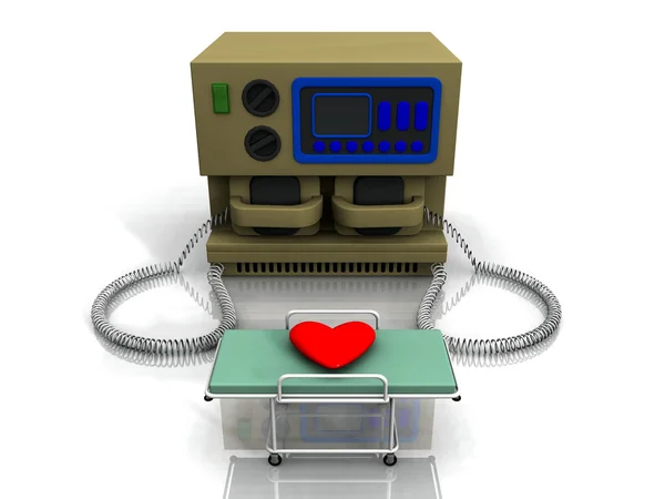 Serce z defibrylatorem — Zdjęcie stockowe
