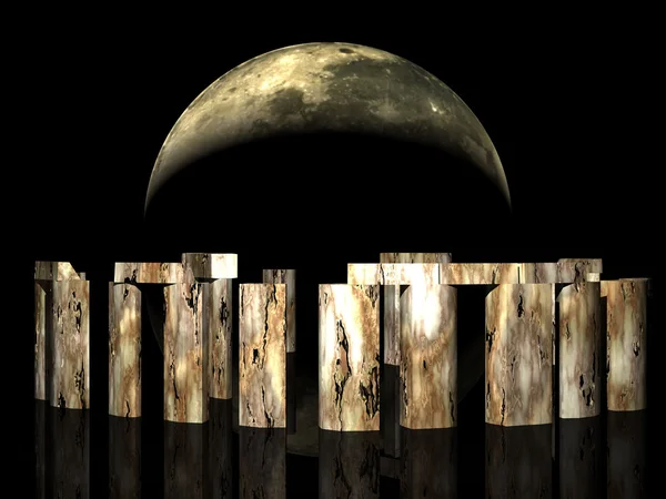 3D stonehenge w świetle księżyca — Zdjęcie stockowe