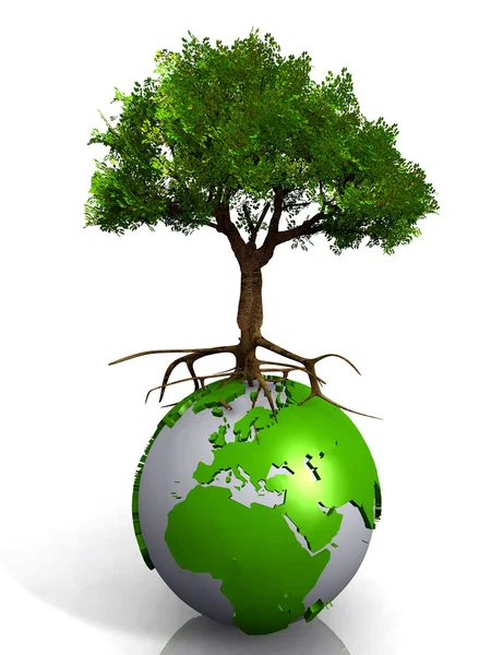 Tree on Earth globe — Stock Photo, Image