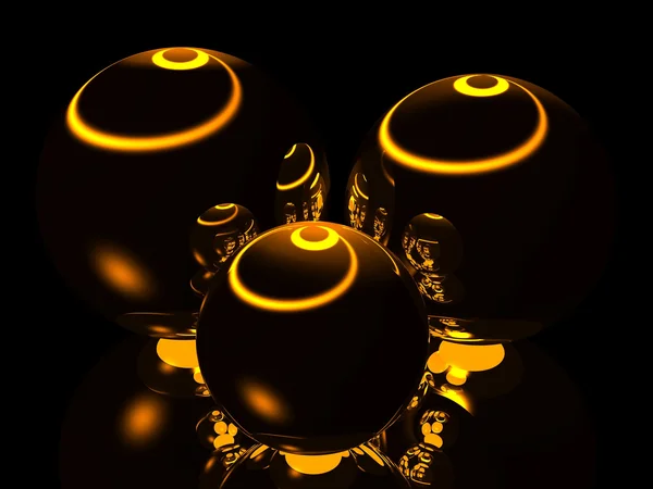 Fundo abstrato 3D com esferas amarelas — Fotografia de Stock