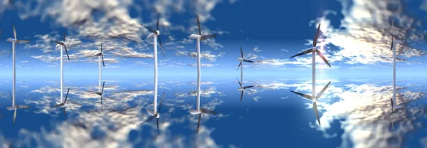 Wind turbines in water — Stock Photo, Image