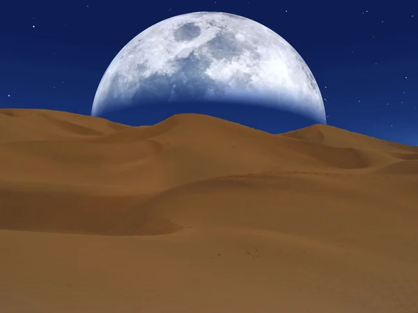 Maan boven woestijn — Stockfoto