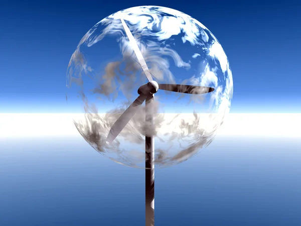 Windgenerator in een zeepbel — Stockfoto