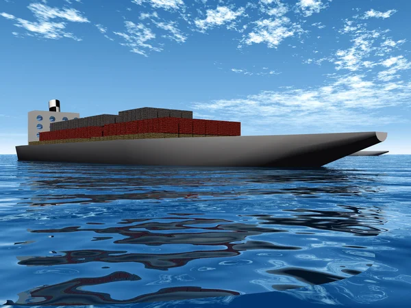Nákladní loď plachty přes oceán. — Stock fotografie