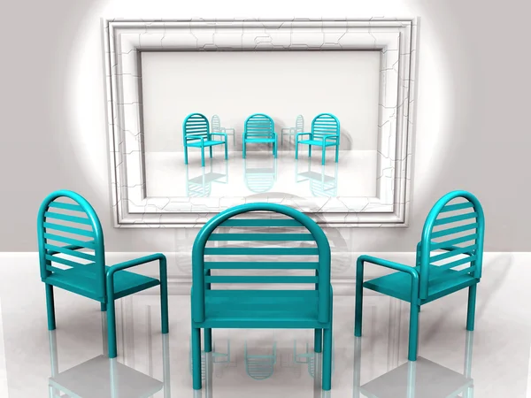 Krzesła niebieski odbicie — Zdjęcie stockowe