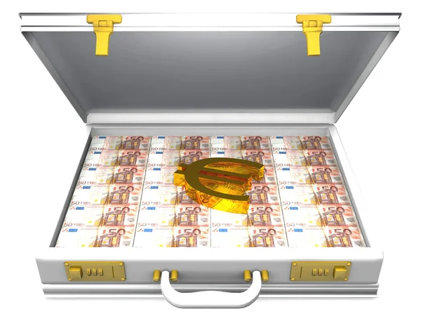 Euro geld in diplomaat — Stockfoto