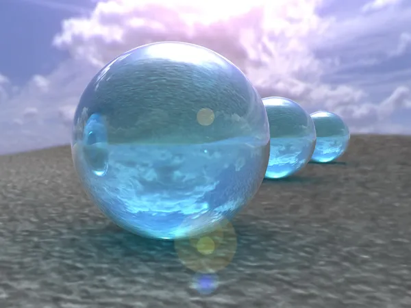 Голубые пузыри на фоне голубого неба — стоковое фото