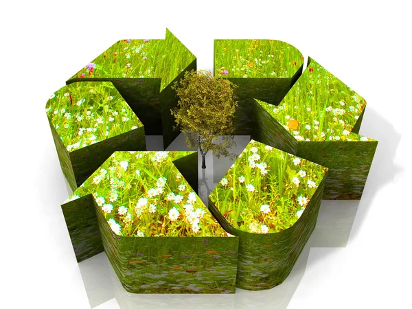 Simbolo di riciclaggio verde. — Foto Stock