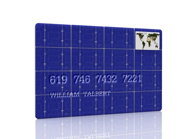 Kék a hitelkártya, a world map — Stock Fotó