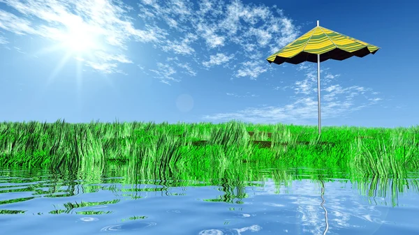 Umbrella on beach. — Stock Photo, Image