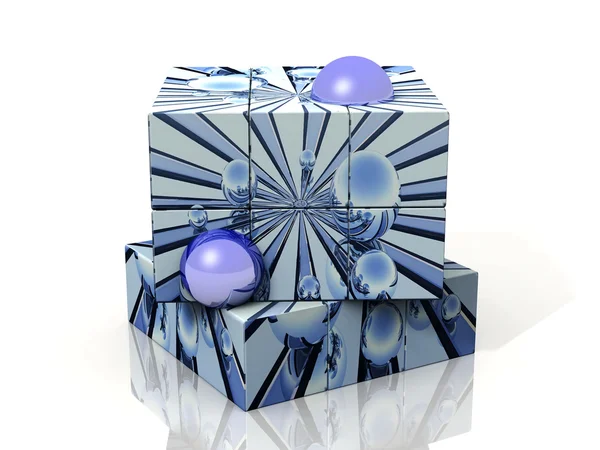 Куб з блакитними бульбашками — стокове фото