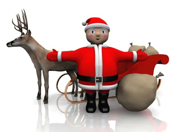 Weihnachtsmann und Hirsch — Stockfoto