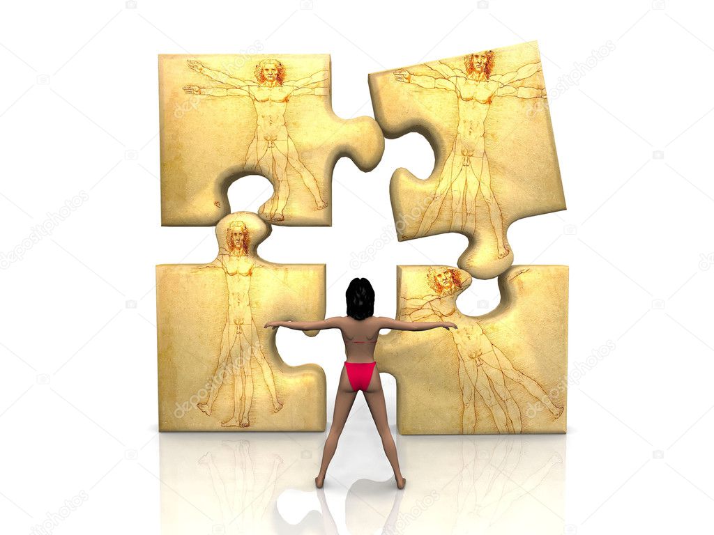 Woman with a puzzle