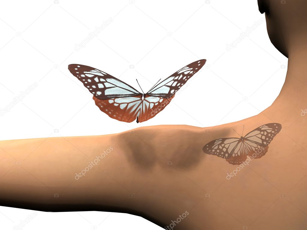 Woman with tattoo butterfly