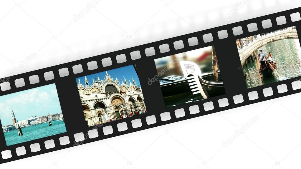 A film strip with pictures