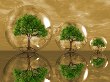 Trees in a bubbles clipart