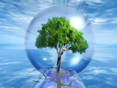 Tree in a transparent bubble clipart