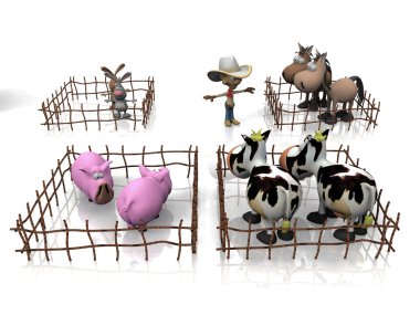 Illustration of farm animals. clipart