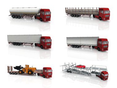 3D Render of a Fleet of Delivery Vehicles clipart