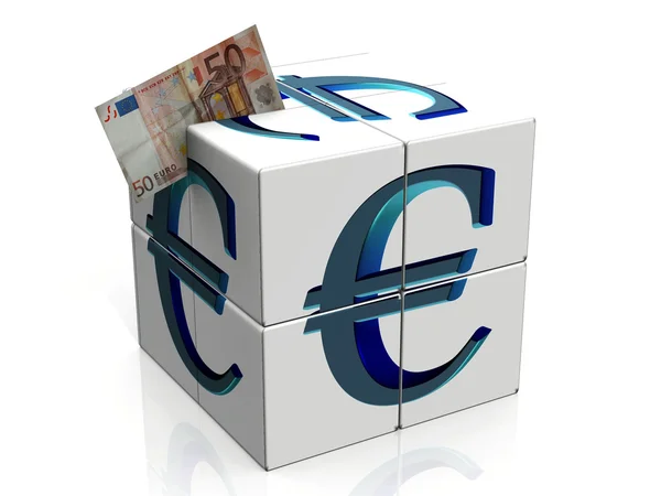 El cubo de euro — Stockfoto